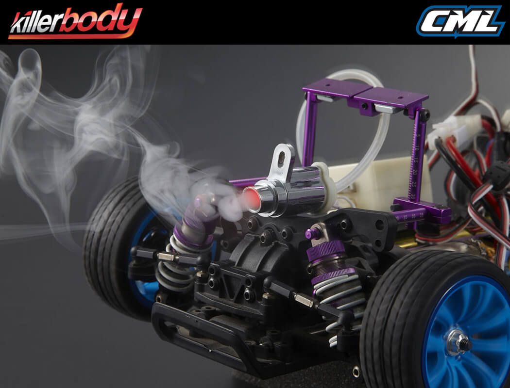 KILLERBODY SMOKY EXHAUST PIPE W/LED UNIT SET FOR 1/10 RC CAR #KB48507